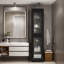 Armoire de rangement de salle de bain 100% bois massif Palace Imports, portes en verre givré, tablettes réglables, l 16,5 po, hauteur 71,5 po-2120452156
