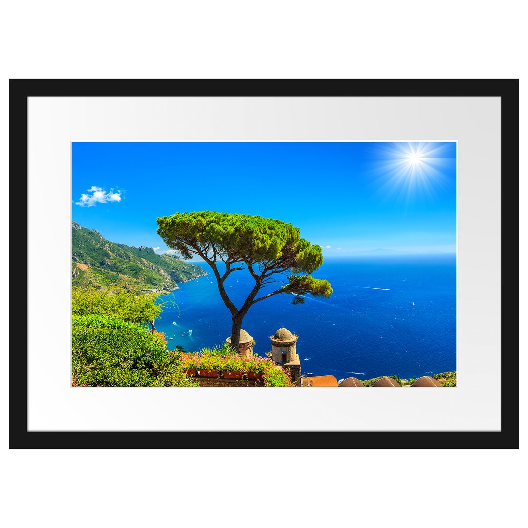 Gerahmtes Poster Baum am blauen meer