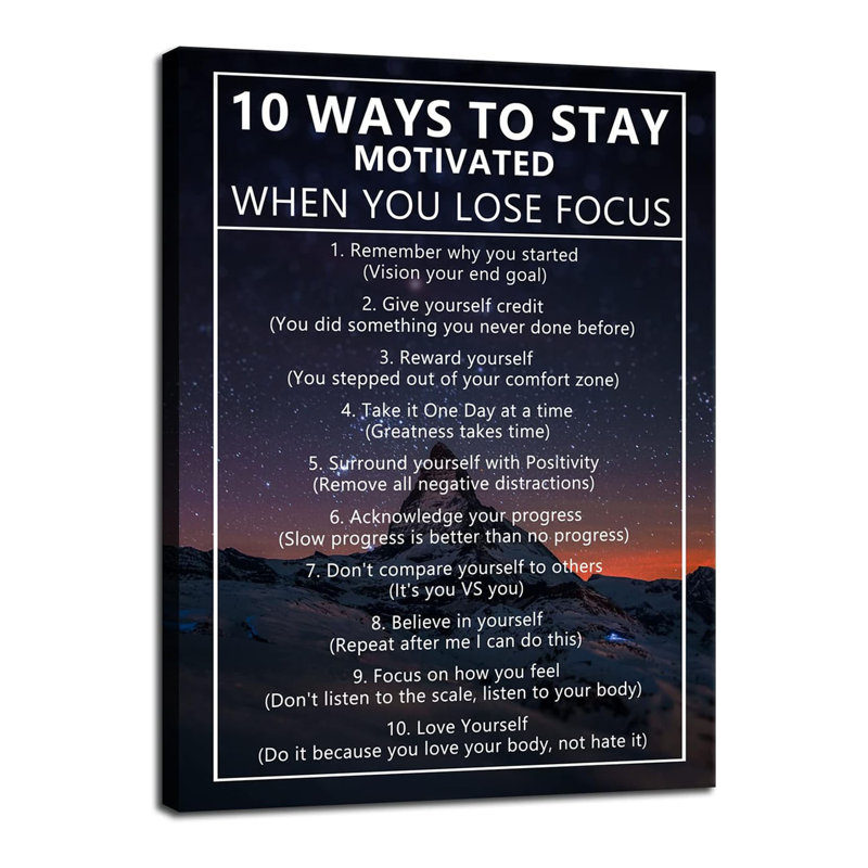 Art inspirant, art mural, 10 façons de rester motivé lorsque vous perdez la mise au point, affiche d'art mural