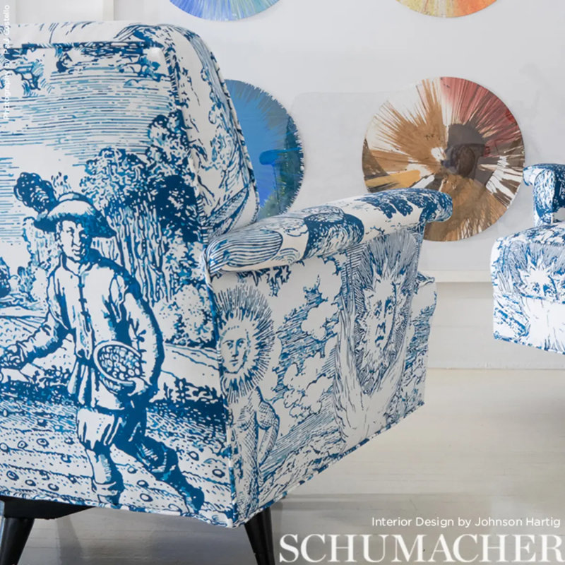 Schumacher x Johnson Hartig Modern Toile Fabric, Indigo
