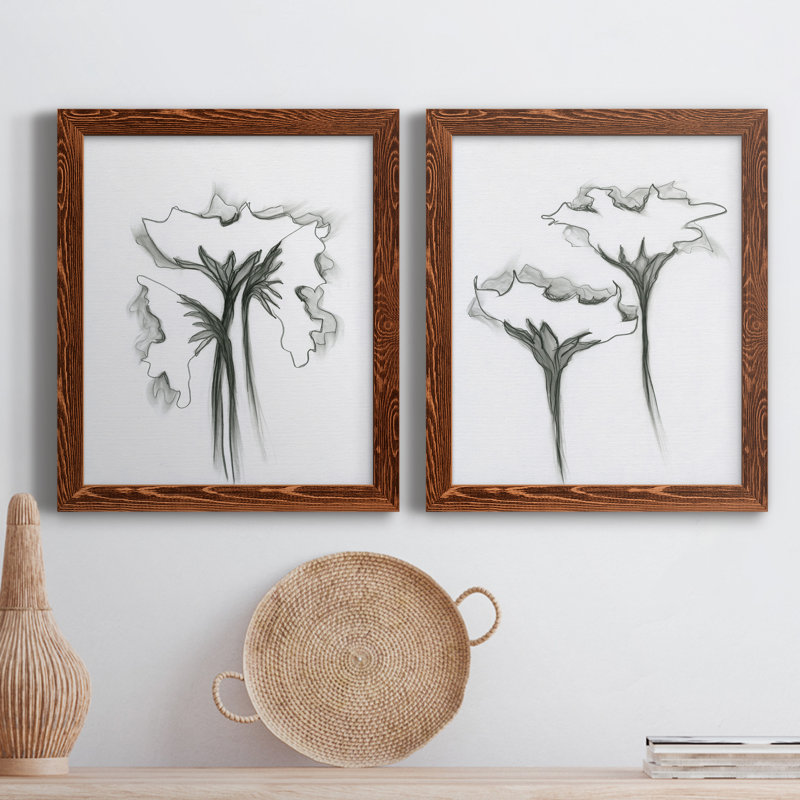 WINDSWept Poppy I - Ensemble de 2 reproductions de cadres photo sur toile, H 20 po x l 17 po x P 1 po, Cadre en érable