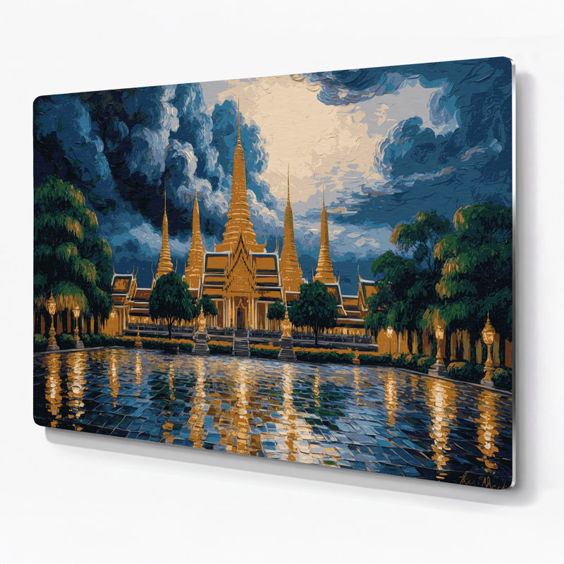 Art mural bleu en villes, cités, Thaïlande, H 11 po x l 14 po