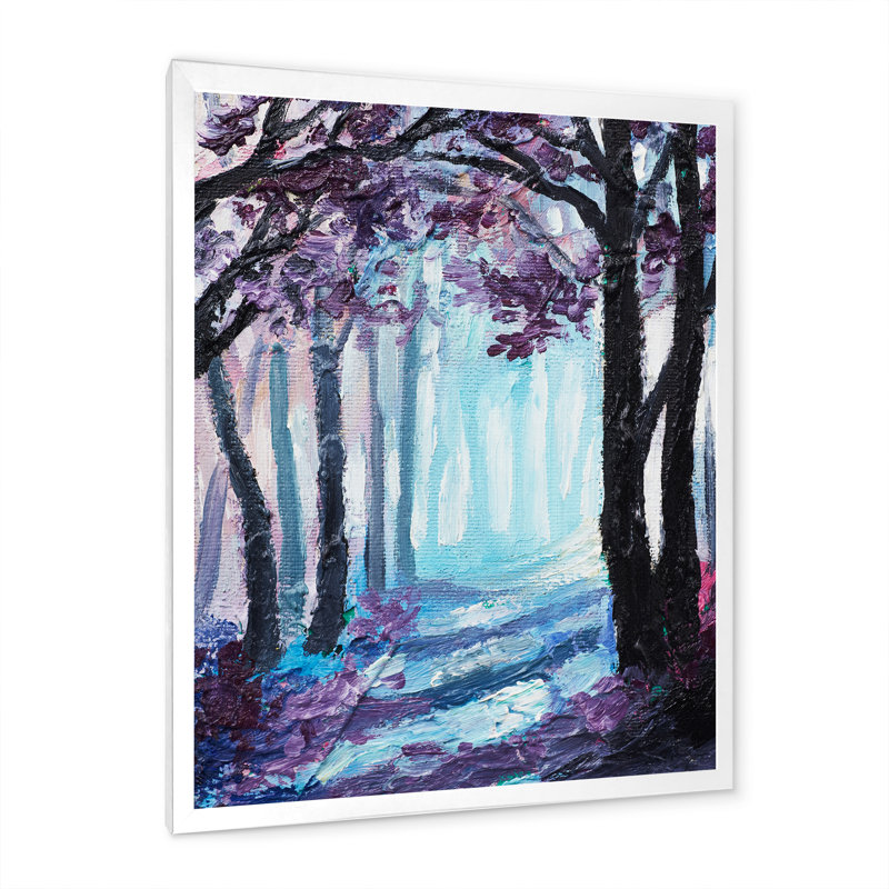 Forêt mauve mystique - Peinture, H 20 po x l 12 po x P 1 po, Cadre photo blanc