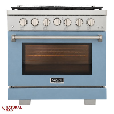 KUCHT Professional 36 in. 5.2 cu. ft. Natural Gas Range and Convection Oven in Light Blue with True Simmer Burners