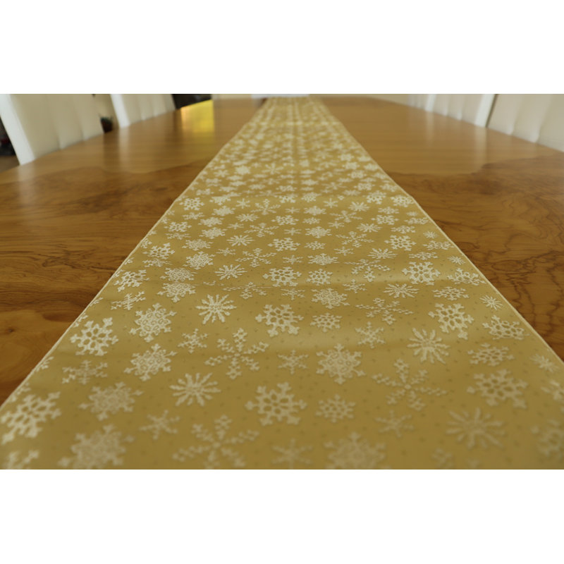 Chemin de table géométrique Metairie, L 120 po x l 12 po, Doré