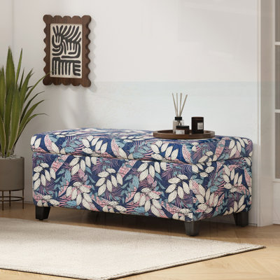 Repose-pieds avec rangement et tissu à motif floral