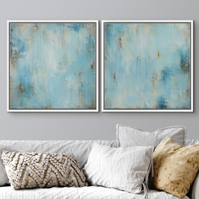 Panneaux muraux abstraits doux et doux avec une élégance douce et moderne, ensemble de 2 reproductions d'art sur toile encadrées