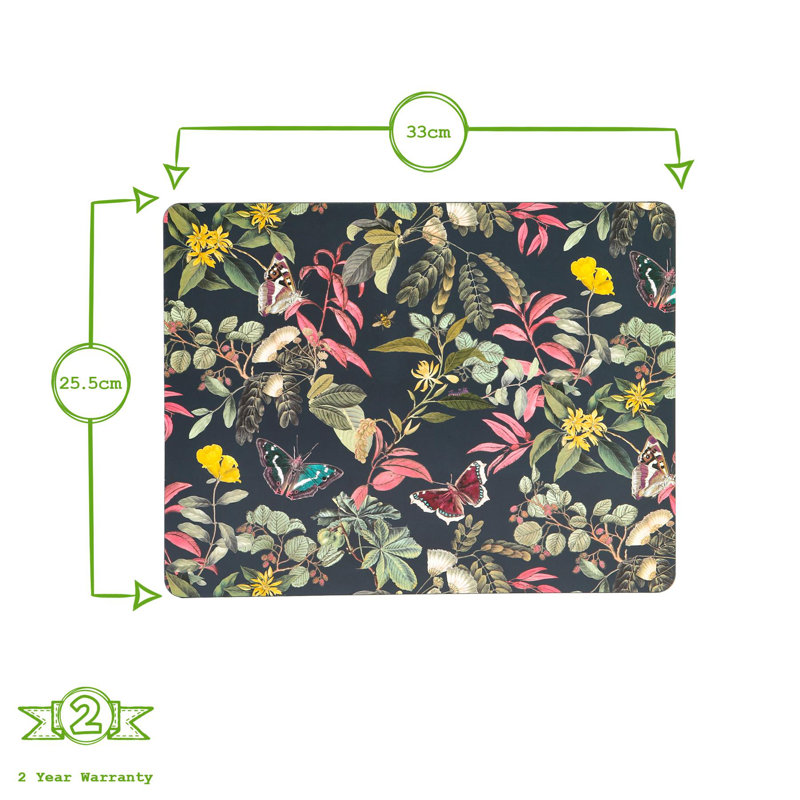 Wood Floral Rectangle Placemat