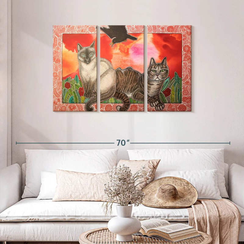 Brampt Cats In The Garden, 28" H x 45" W