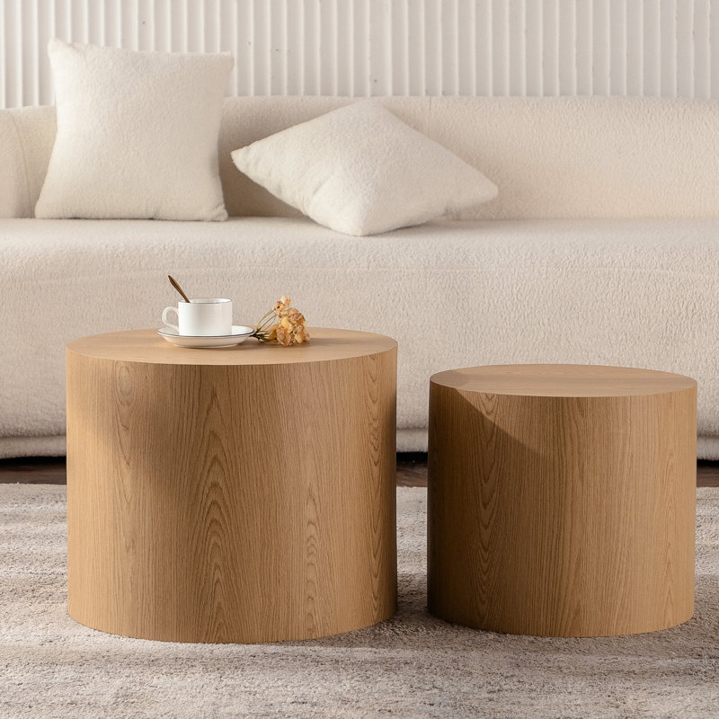 Ensemble de 2 tables basses gigognes, Naturel