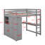 Lit mezzanine double avec bureau, tablettes et tiroirs-722669184