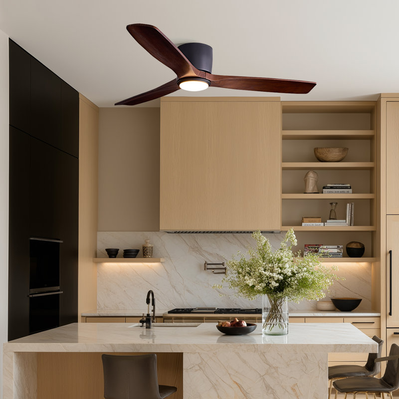 52" Flush Mount Ceiling Fan with Light Low Profile Ceiling Fans