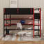 Gaming Loft Bed With Built-In Desk And Storage Shelves, Space-Saving Wooden Bed Frame With LED & Side Race-125193245-125193244