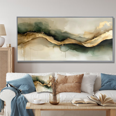Abstract Liquid Ink Divide Fight Of Emerald II - Abstract Liquid ink Wall Art