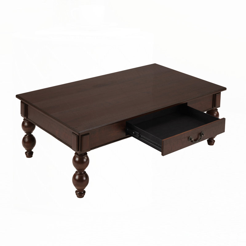 Table basse rectangulaire en bois avec tiroir de rangement, Espresso