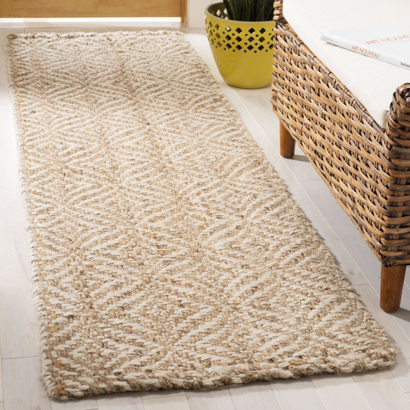 Handwoven Jute Rug Natural Fiber 185, Rectangle 2 pi 3 po x 8 pi