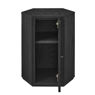 Kade Faceted Wood Side Table in Black