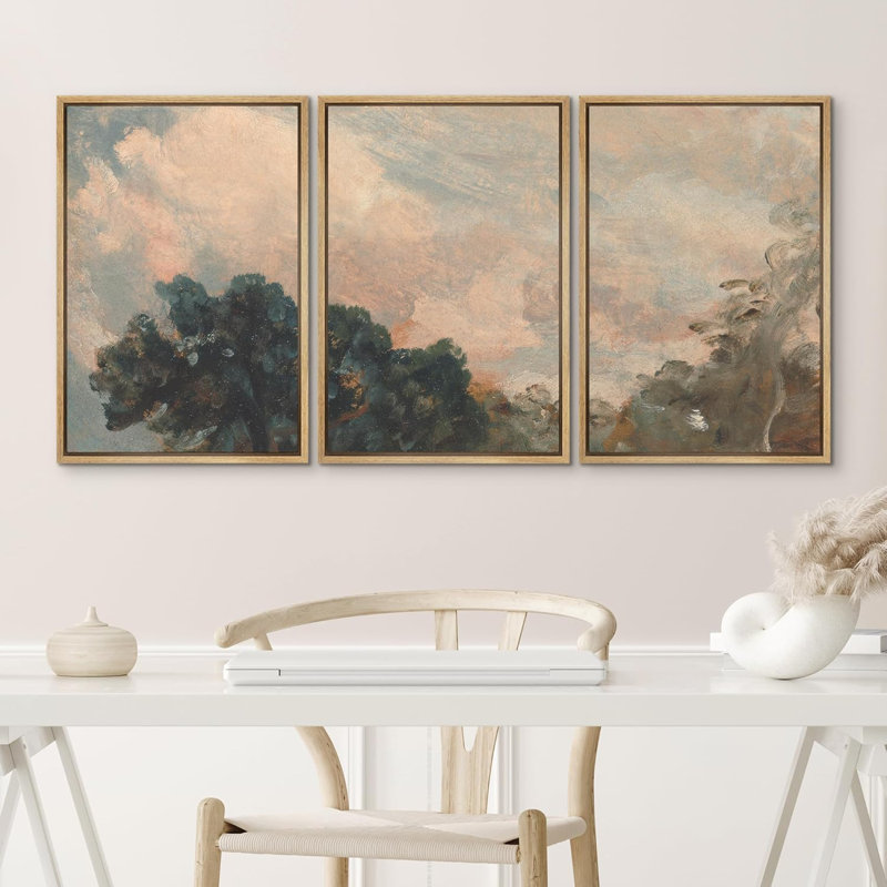 Nuage aquarelle pastel, ciel nuageux, forêt, arbre, horizon, illustration, œuvre d'art moderne, minimaliste, Naturel