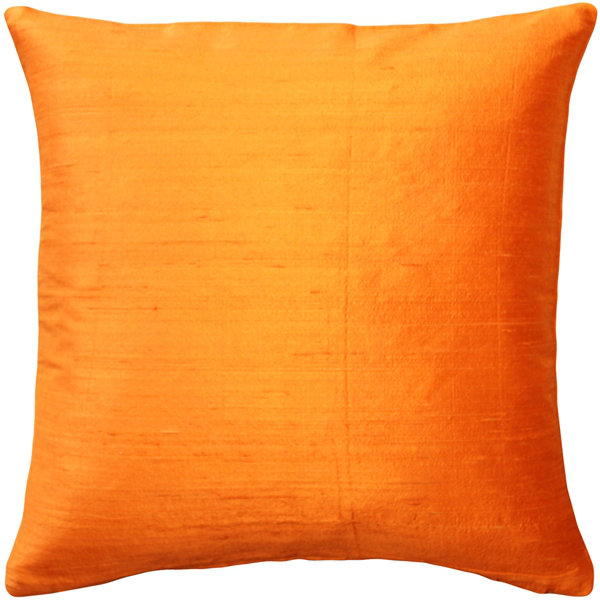 Sankara Silk Throw Pillow, 18" H x 18" W x 5" D, Orange