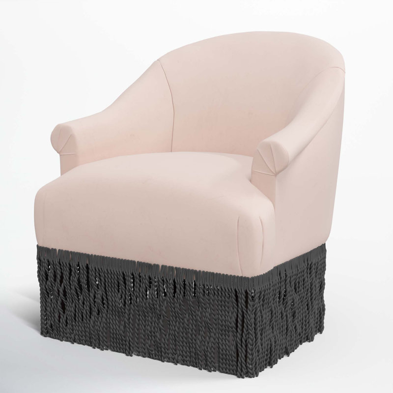 Fauteuil à oreilles Callie, Noir, Velours classique performance rosé