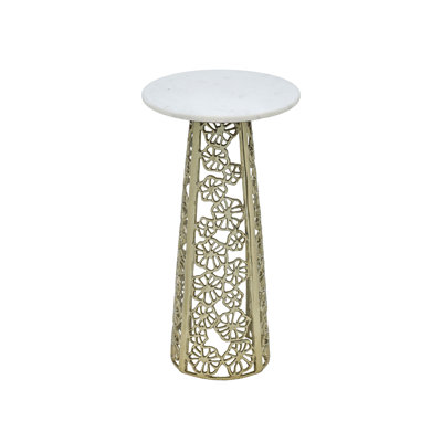 Table d'appoint Elegant Gold avec plateau en marbre blanc - table d'appoint moderne en aluminium 21,25 po