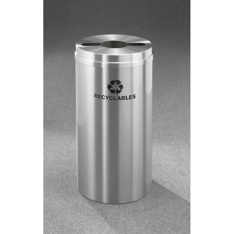RecyclePro Value Series Aluminum Open Multi-Compartments Trash & Recycling Bin - 45 Gallons, Satin Aluminum