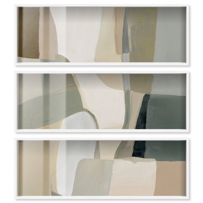 Ensemble d'art mural pour salon Desert Shallows I Shadowbox Print par Art Remedy, cadre blanc, 48 x 16