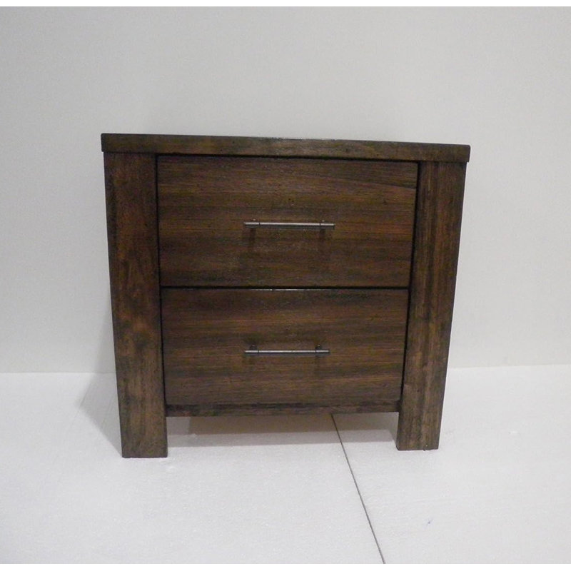Table de chevet en bois avec 2 tiroirs au fini chêne
