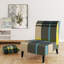 Fauteuil de chambre rembourré à motif tartan à carreaux jaune et bleu