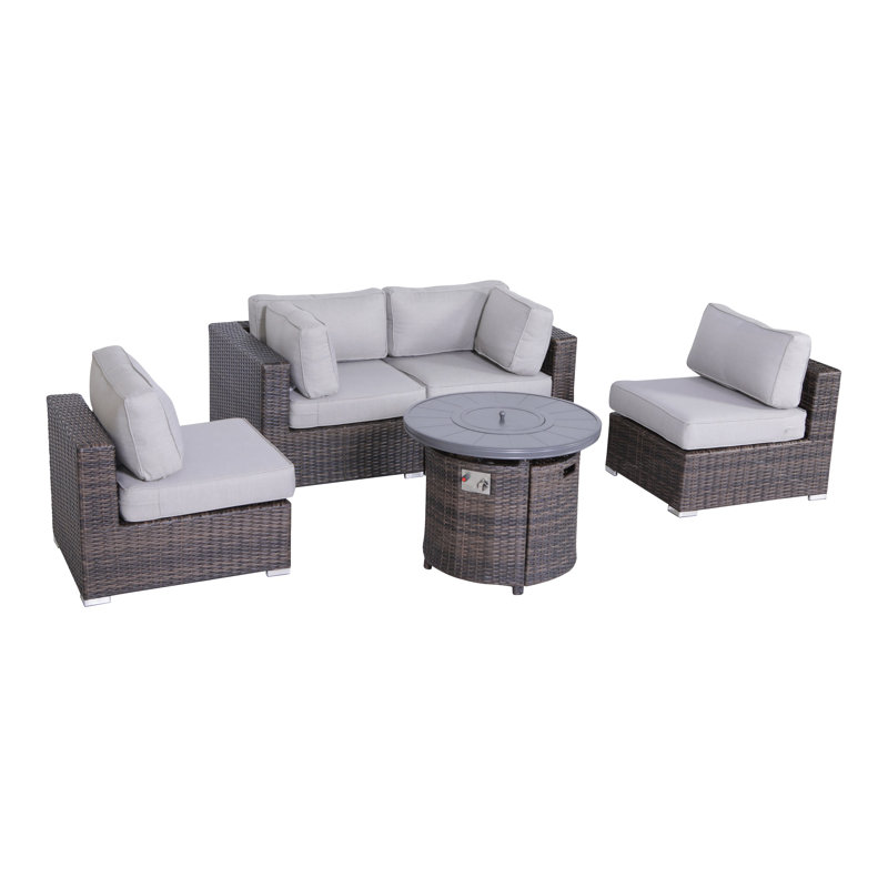 Ensemble de conversation modulaire avec coussins 5 pièces Cleo