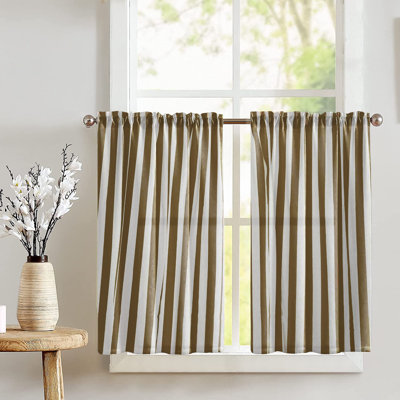 Cotton Blend Striped Tailored Cafe Curtain