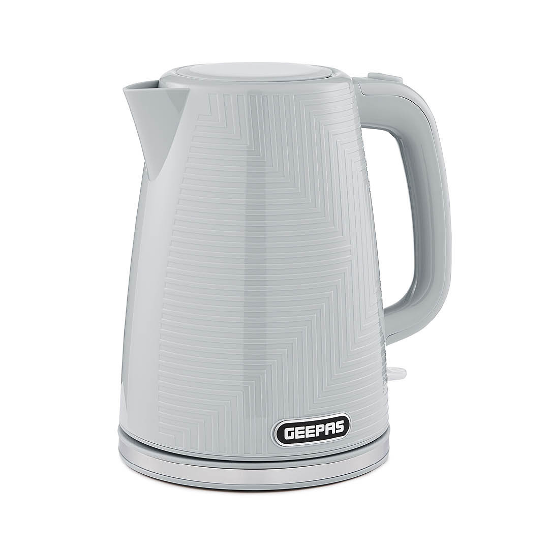 GEEPAS 1.7L Cordless Electric Kettle | Textured Premium Kettle with 360° Rotational Base | Concealed Heating Otter Control | Space Saving Cord Storage