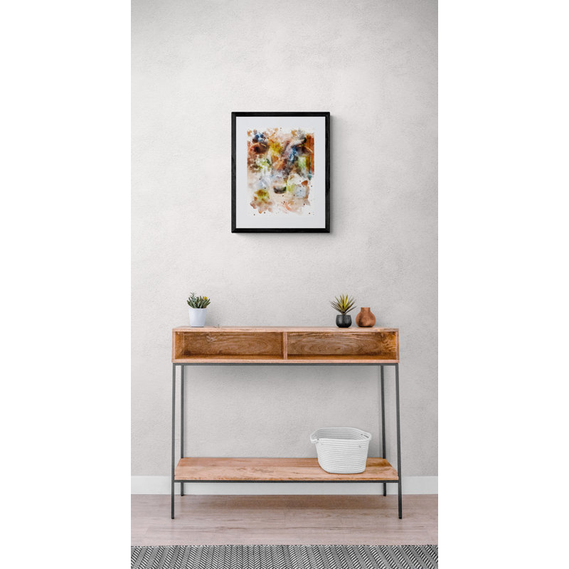 Cow 0389 Print by Chamira Young, Black Framed Canvas, 32" H x 24" W