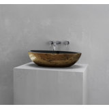 Vast Studio Vessel Sink – Oval Countertop Basin with Smooth Interior, Metallic Luxury Finish & Modern Spa-Inspired Sculpted Design