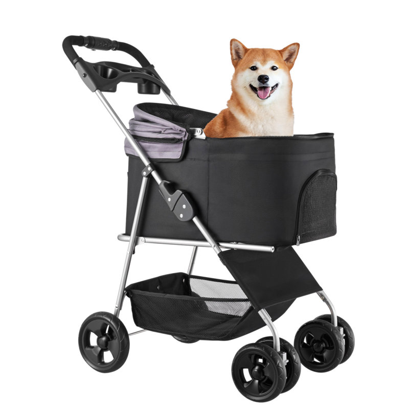 Poussette pour chien pliable pour animaux 4 roues transportable et amovible jusqu'à 35 lb