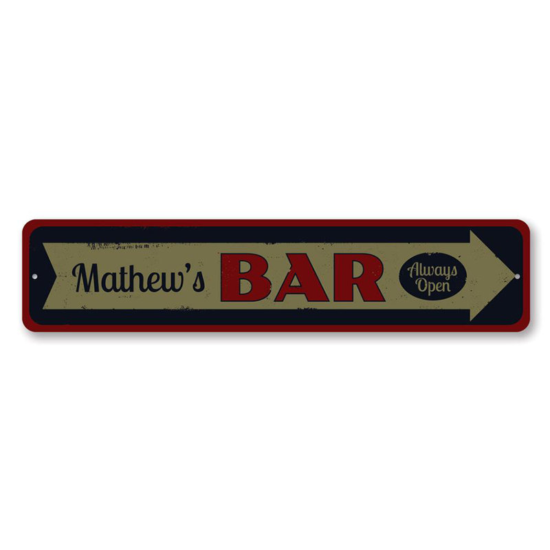 Enseigne de bar en aluminium, H 6 po x l 24 po x P 0,06 po