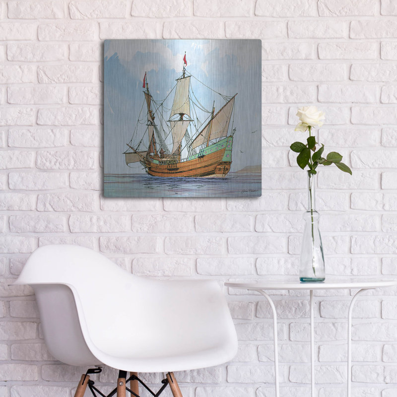 «Nautical Ships-c» par Jean Plout, art mural en métal, H 24 po x l 24 po