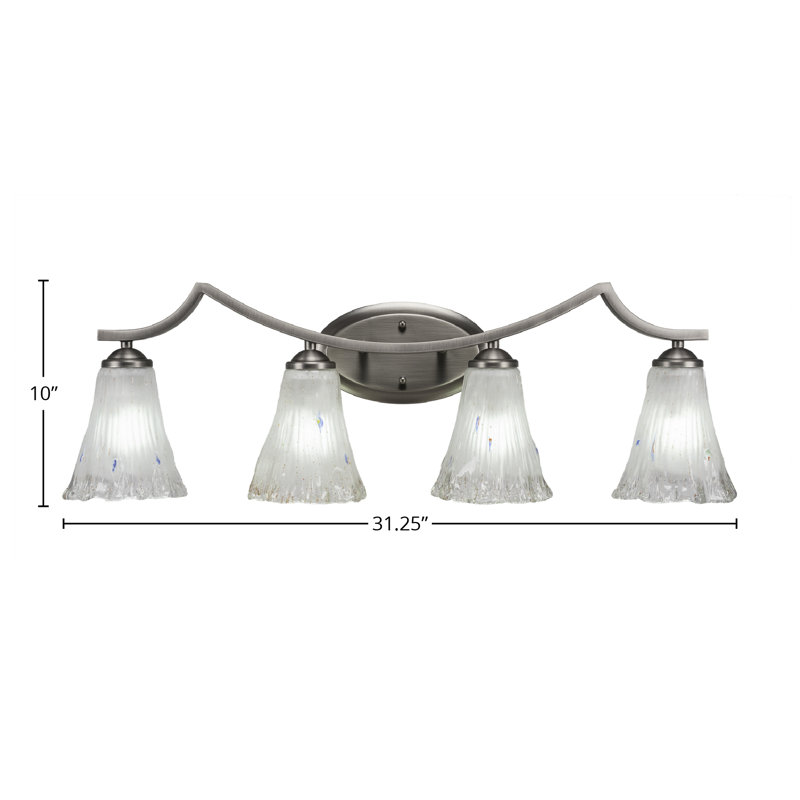 Zilo 4 Light Bath Bar Shown In Graphite Finish With 5.5" Fluted Frosted Crystal Glass, Graphite