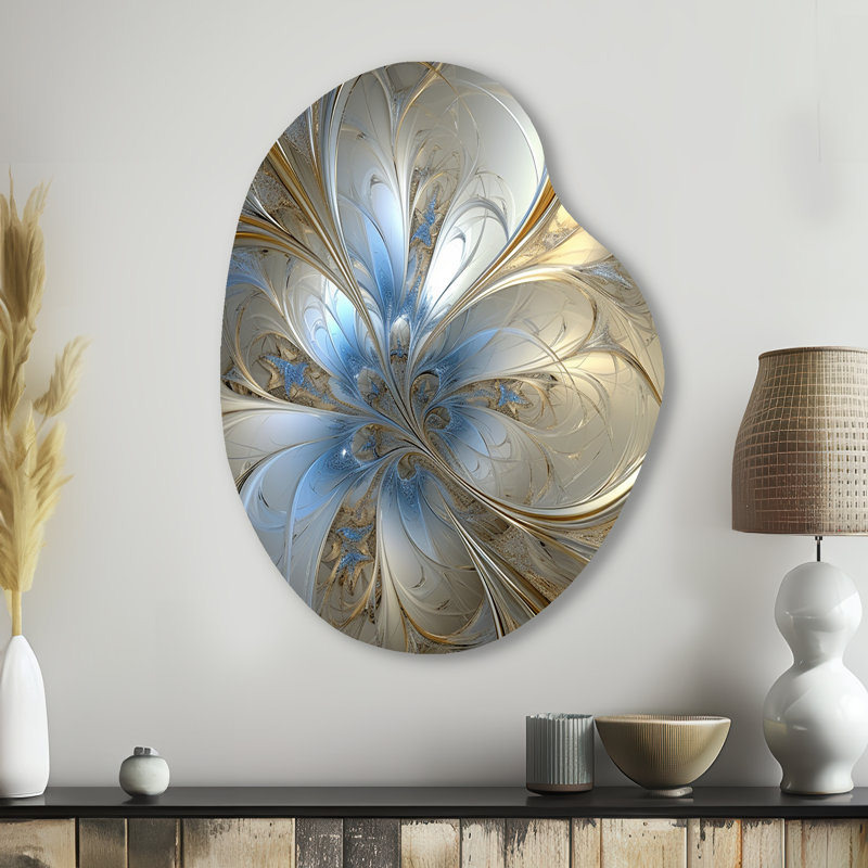 Tender Light Blue Floral Whirling Spiral - Abstract Spirals Pear Shape Assymterical Metal Wall Art