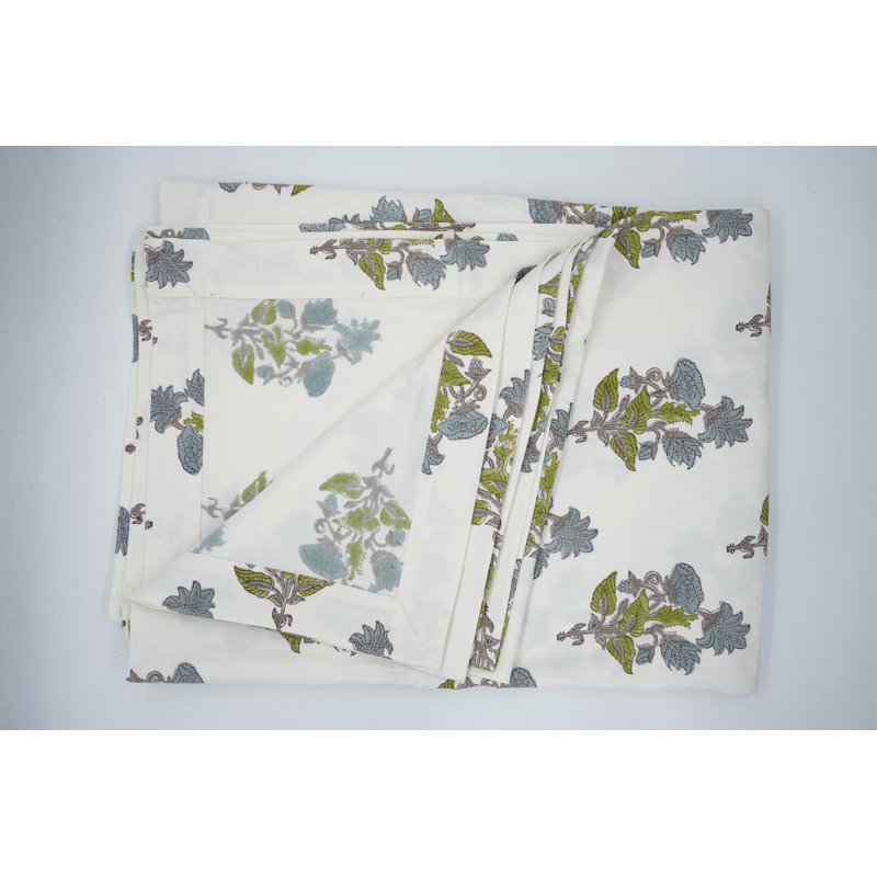 Fabdivine 18X18 Inch Floral Block Print Napkin with Traditional Abhisek