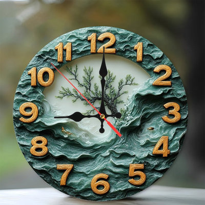 Resin Crafts Ocean Wave Tree Clock Wall Decor
