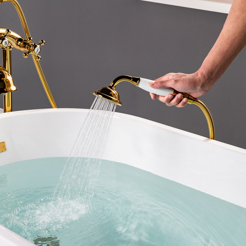 Glory 3 Handle Bathroom Clawfoot Tub Faucet with Diverter, Gold
