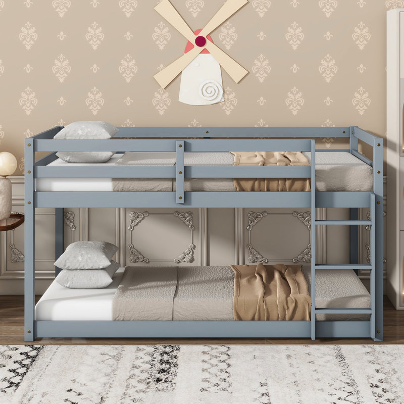 Lit simple surélevé en bois d'hévéa gris gris - pour un mouvement sans effort de haut en bas fabriqué en bois muni d'un sommeil douillet