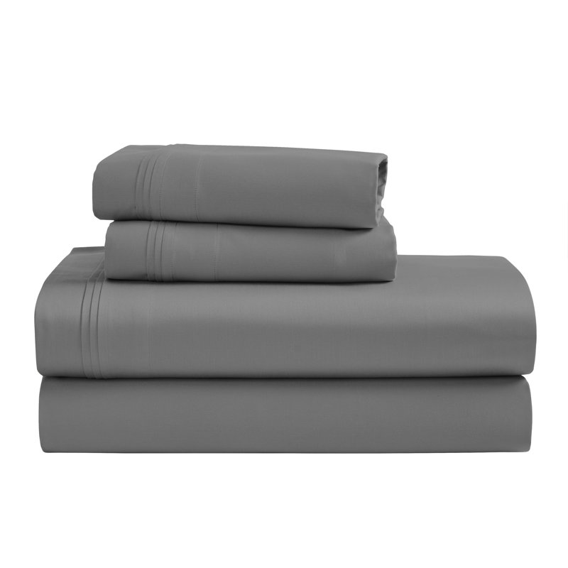 Certified Egyptian Cotton Deep Pocket Solid Luxury 1500 Thread Count Sheet Set, Queen Sheet Set, Gray