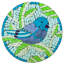 Bain d'oiseaux en mosaïque translucide 18 po, oiseau bleu paisible