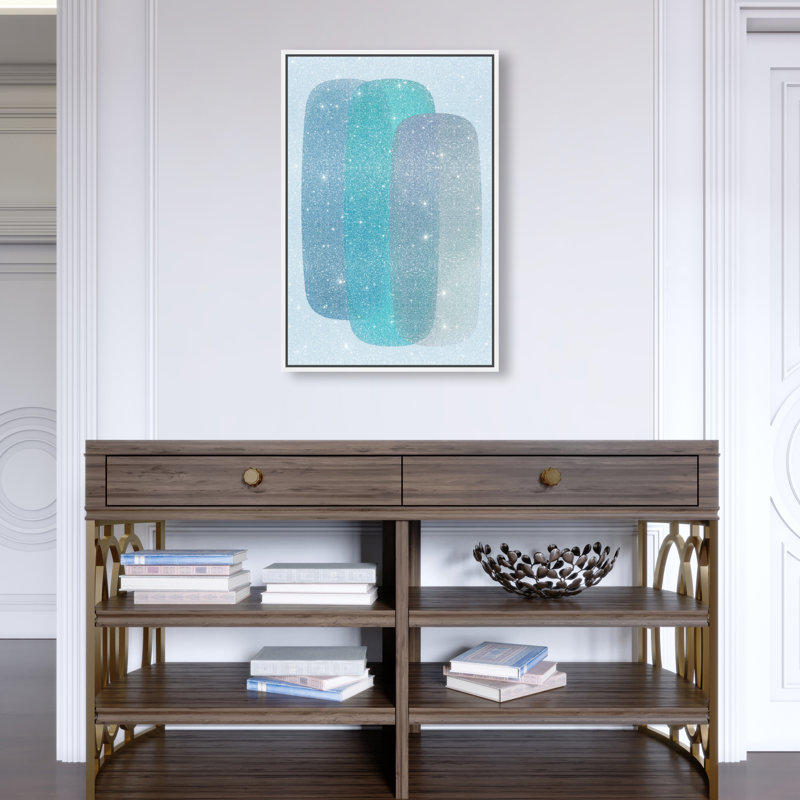 Teal Gradients Print by Oliver Gal, 16"H x 11"W, White Floater Frame