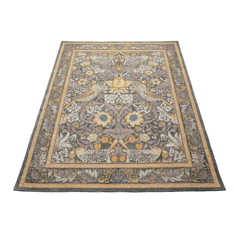Tapis multicolore en laine crocheté à la main William Morris, Rectangulaire 8 pi x 10 pi