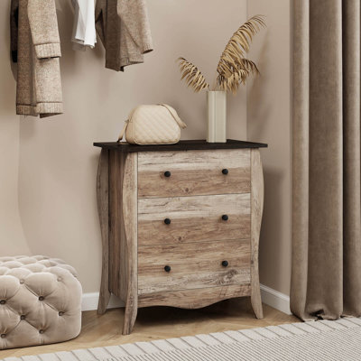 Ensemble de 1 commode 30 "avec 3 tiroirs en tissu anti-basculement brun 