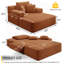 Chaise longue convertible en velours côtelé moelleux avec pochette de rangement-611055677