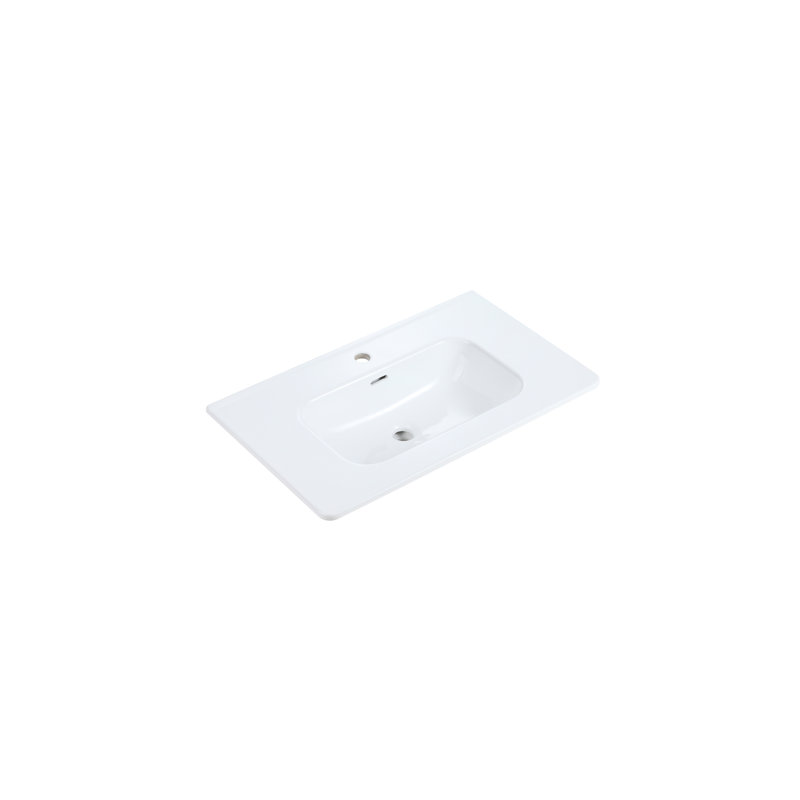 Exquisite Glossy White Ceramic Sink - Integrated, Surface -Grade To Flooding